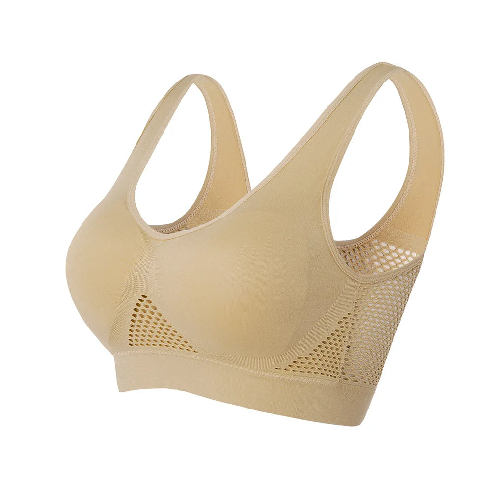 S-6XL Hollow Out Women Yoga Sport Bra Breathable Fitness Running Vest Sleep Underwear Padded Crop Tops Underwear Gym Top Bras