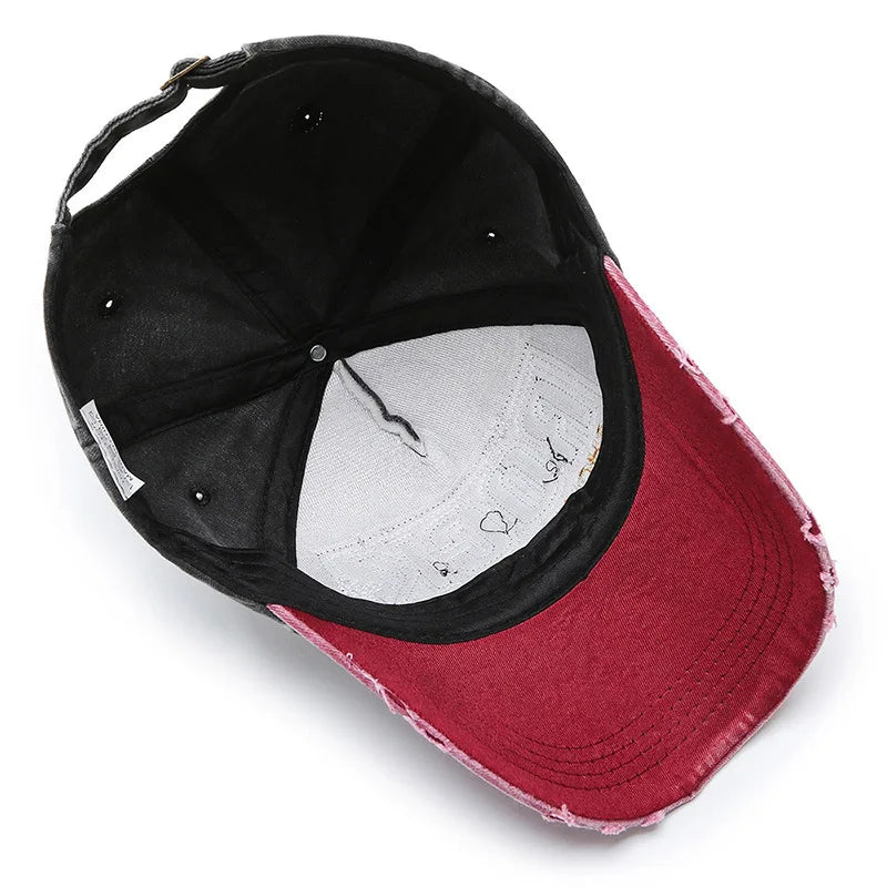 Korean Version Washed Letters Spring and Autumn Men'S and Women'S Fashion Shabby Denim Baseball Cap Sunhat Official Website