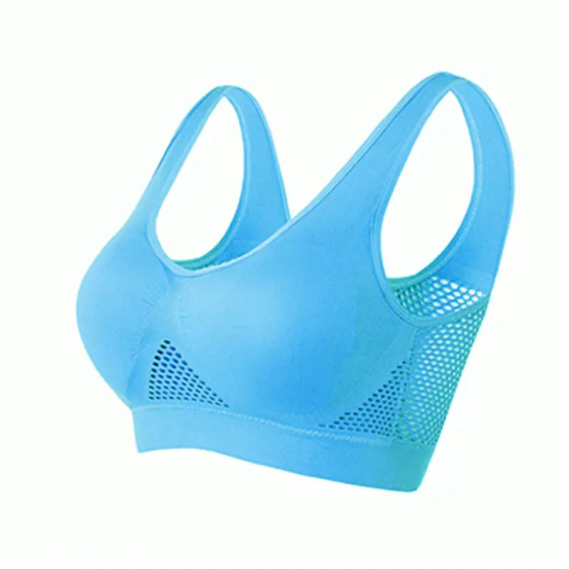 S-6XL Hollow Out Women Yoga Sport Bra Breathable Fitness Running Vest Sleep Underwear Padded Crop Tops Underwear Gym Top Bras