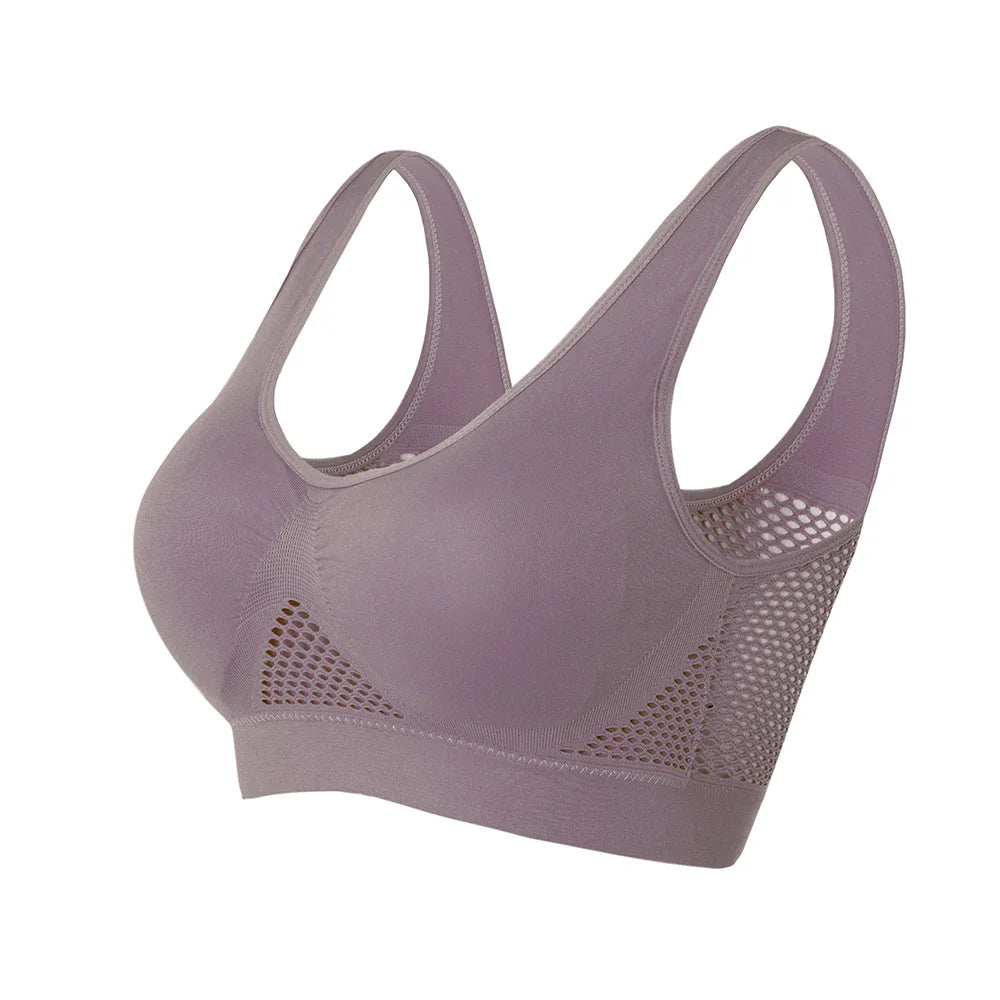 S-6XL Hollow Out Women Yoga Sport Bra Breathable Fitness Running Vest Sleep Underwear Padded Crop Tops Underwear Gym Top Bras