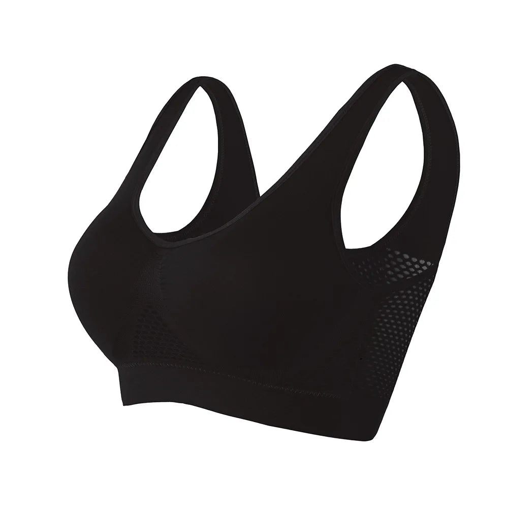 S-6XL Hollow Out Women Yoga Sport Bra Breathable Fitness Running Vest Sleep Underwear Padded Crop Tops Underwear Gym Top Bras