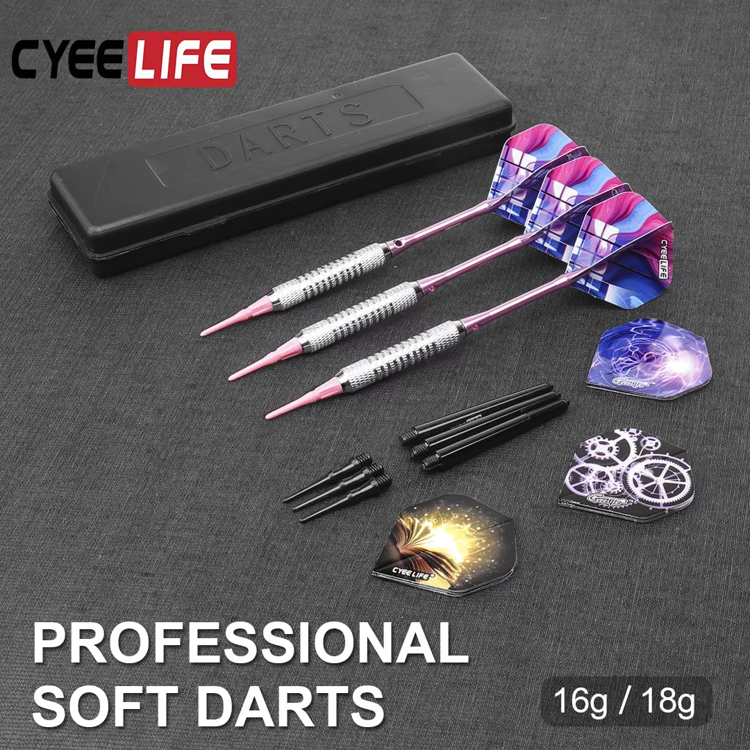 Professional Soft Tip Darts Set (16/18 Grams) with Additional Plastic Tips for Electronic Dartboard Accessories