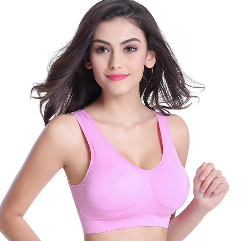 S-6XL Hollow Out Women Yoga Sport Bra Breathable Fitness Running Vest Sleep Underwear Padded Crop Tops Underwear Gym Top Bras