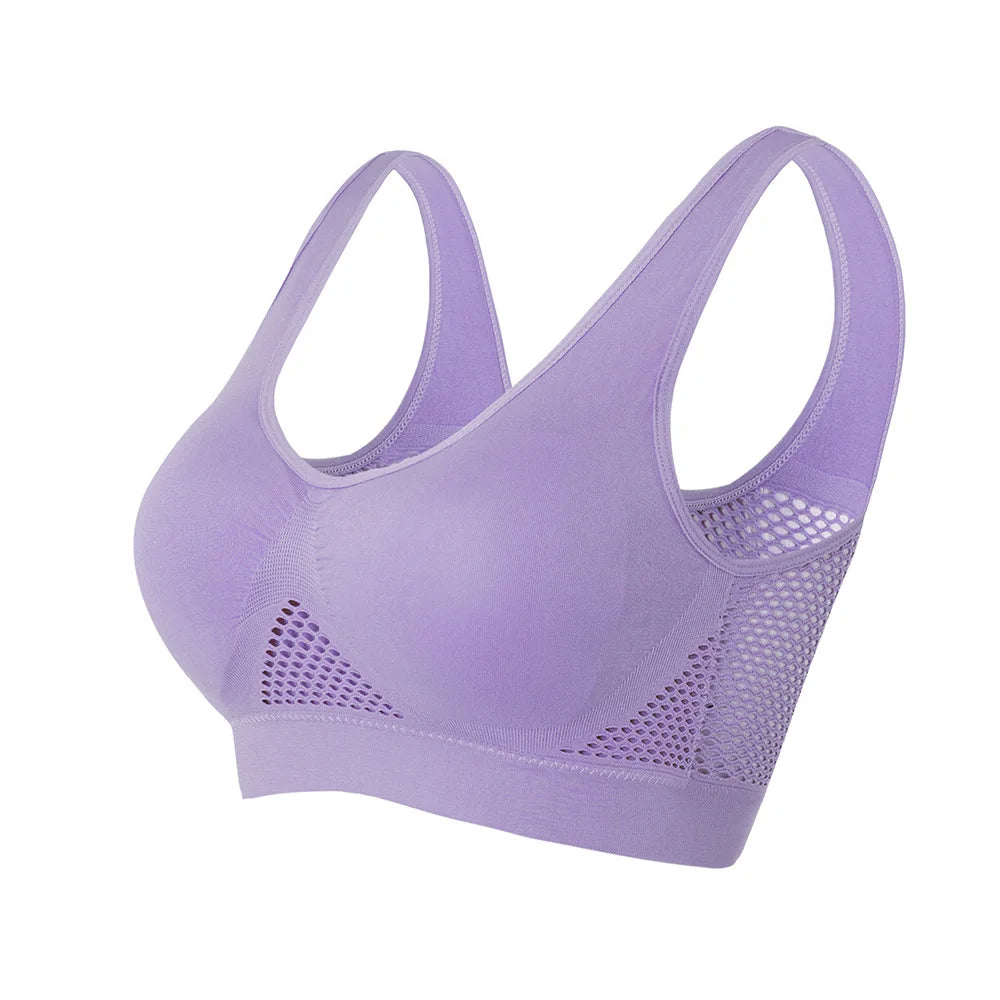 S-6XL Hollow Out Women Yoga Sport Bra Breathable Fitness Running Vest Sleep Underwear Padded Crop Tops Underwear Gym Top Bras