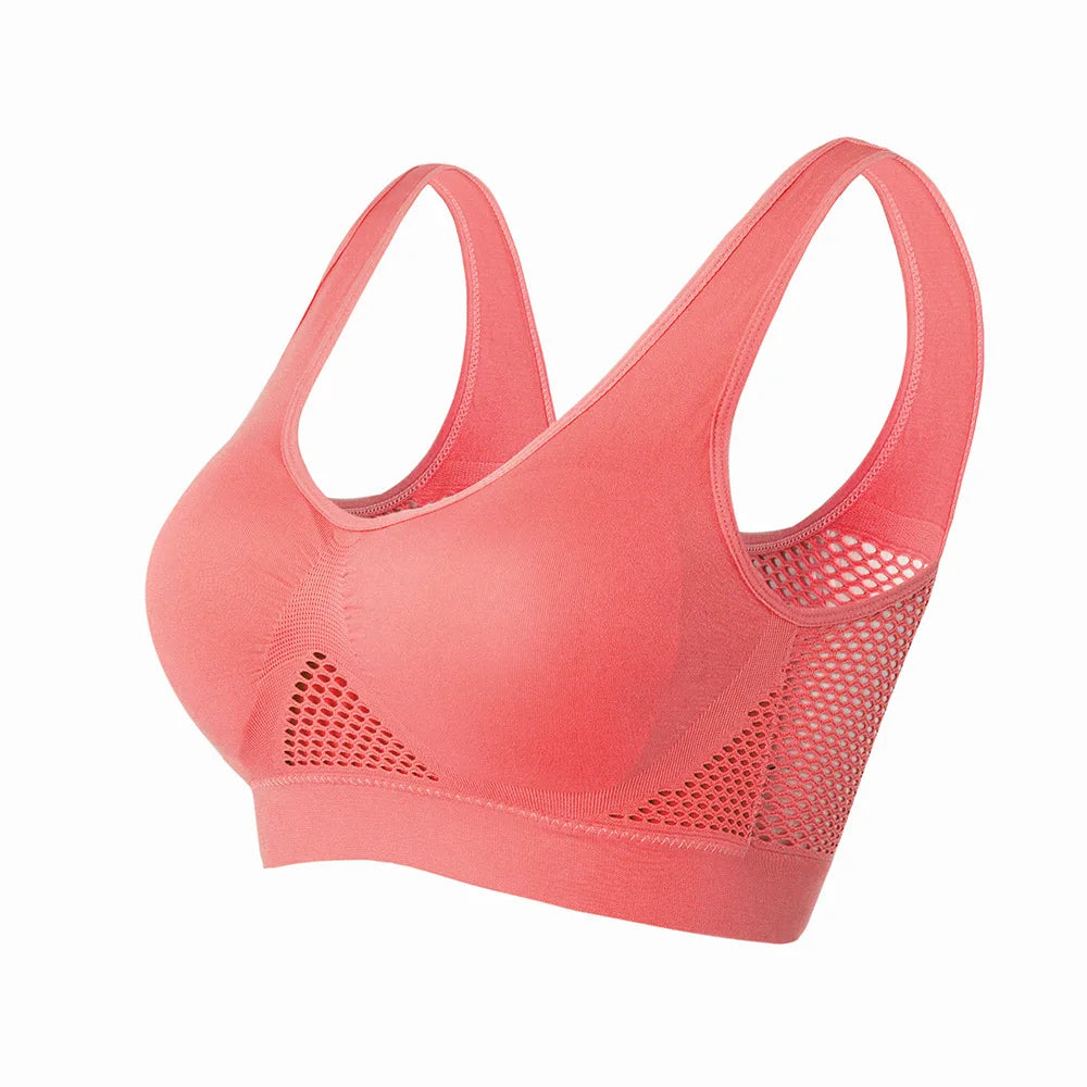 S-6XL Hollow Out Women Yoga Sport Bra Breathable Fitness Running Vest Sleep Underwear Padded Crop Tops Underwear Gym Top Bras
