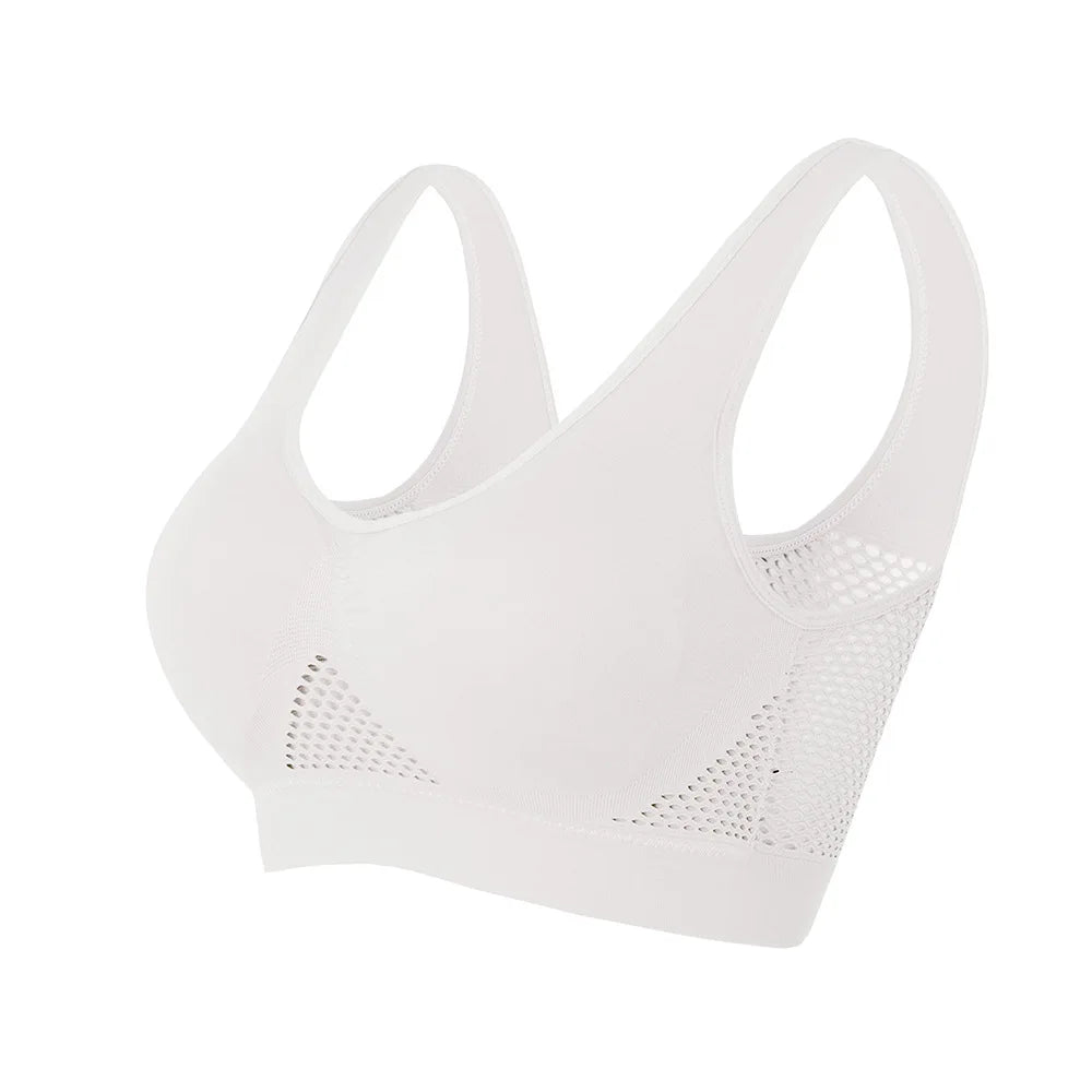 S-6XL Hollow Out Women Yoga Sport Bra Breathable Fitness Running Vest Sleep Underwear Padded Crop Tops Underwear Gym Top Bras