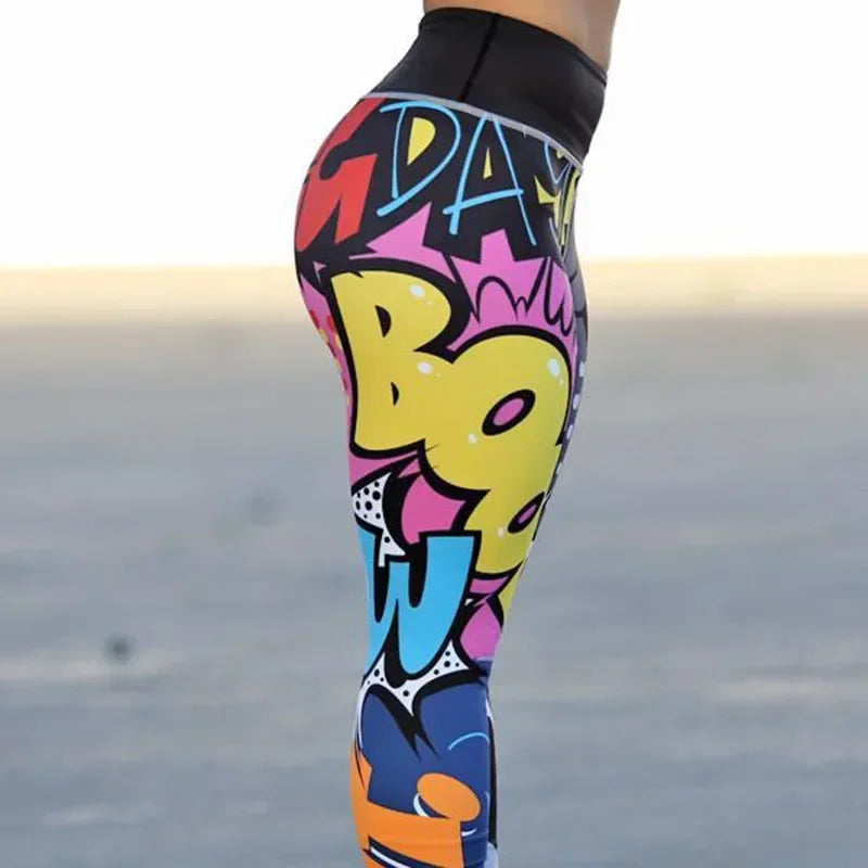 Women's High Waist Digital Print Workout Leggings - Push-Up Fitness Pants