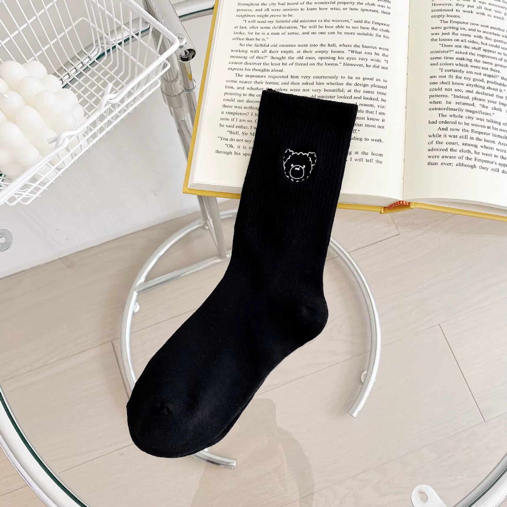 Embroidery Fashion Women Black White Butterfly Dog Cat Hip Hop Simple Long Street Skateboard Spring Autumn Socks for Girls